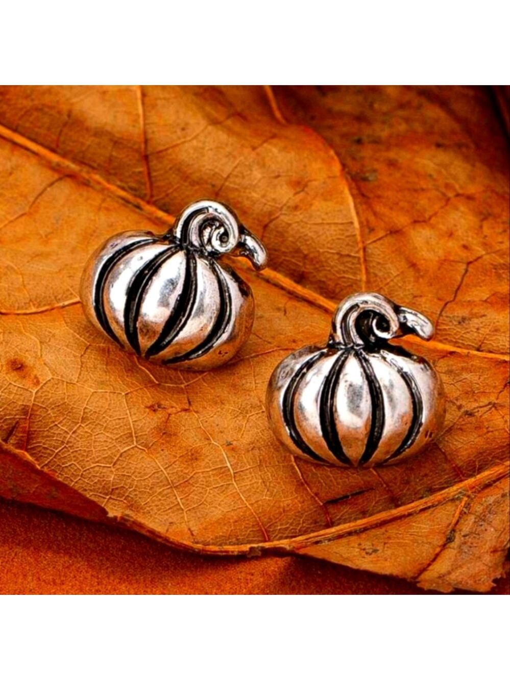 Silver Pumpkin Earrings ZINC ALLOY